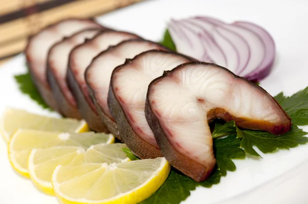 Smoked eel steaks — Stock Photo, Image