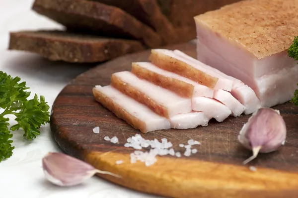 소금에 절인된 돼지고기 라 드 (살 슬라이스) — 스톡 사진