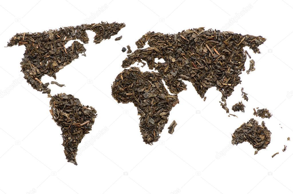 World map made of tea