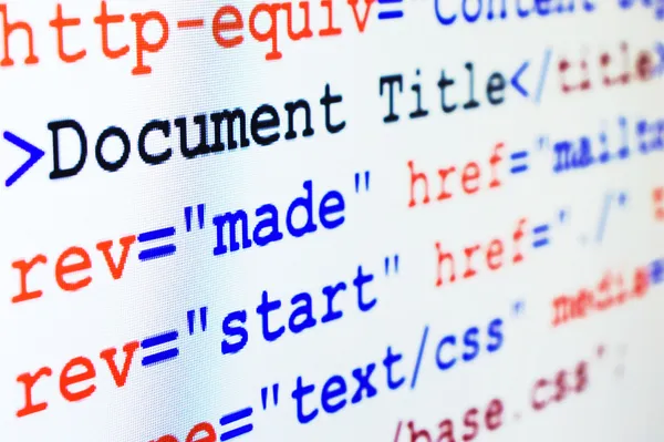 HTML source code of web page with title — Stock Photo, Image