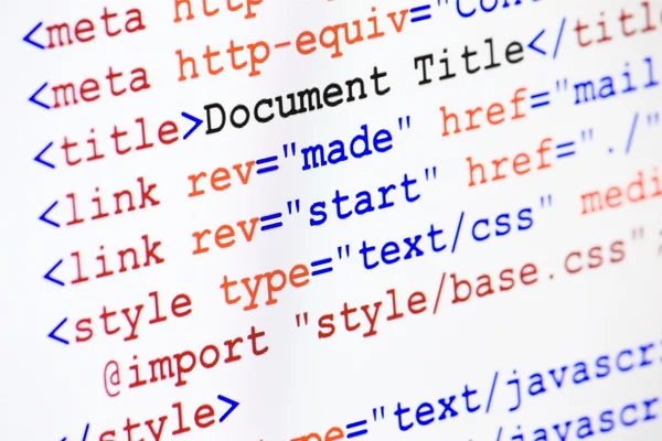 HTML web sayfası kaynak kodu belge başlığı ile Telifsiz Stok Imajlar