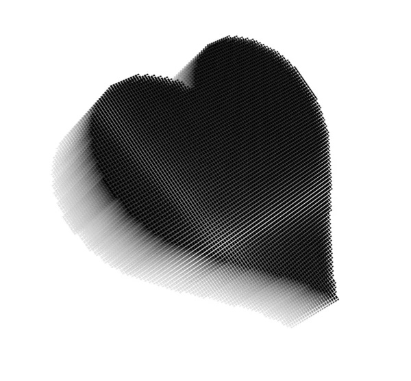 Black pixel icon-like image of heart — Stok Foto