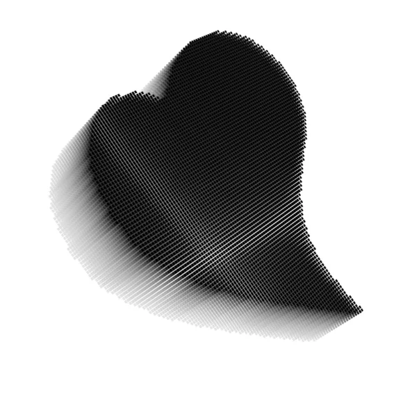 Immagine pixel dimensionale del cuore nero piegato — Foto Stock