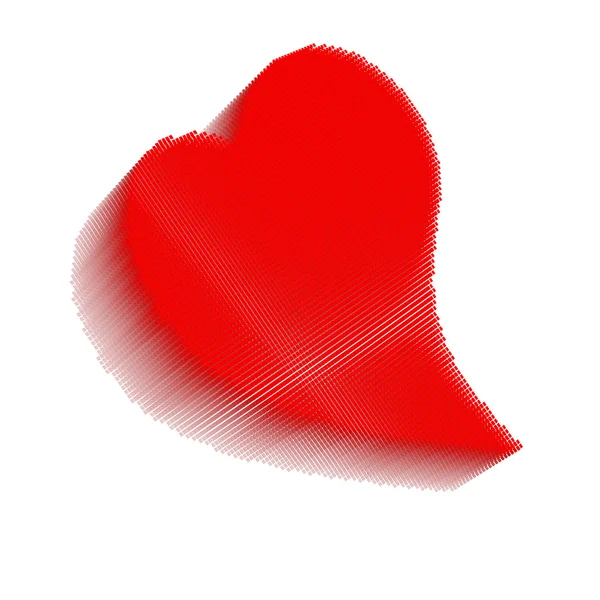 Dimensional pixel image of red bent heart — Stock Photo, Image