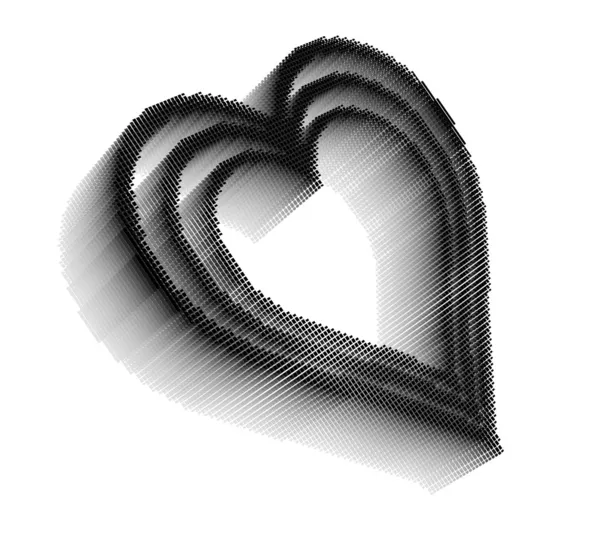 Black icon-like pixel mage of heart — Stock Photo, Image