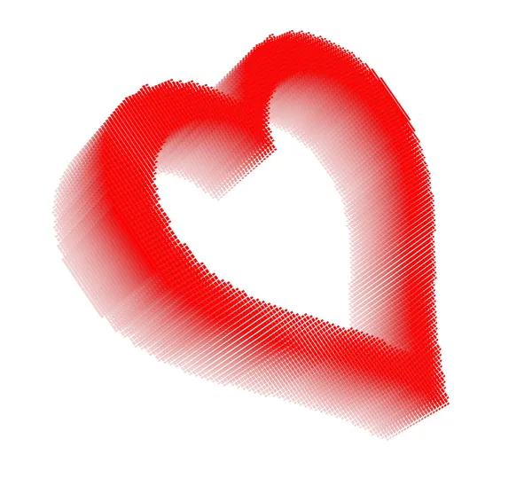 心の赤の三次元ピクセルの画像 — ストック写真