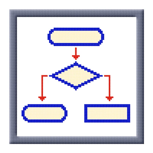 Imagen de píxeles del icono de diagrama de flujo en el marco de los cubos —  Fotos de Stock