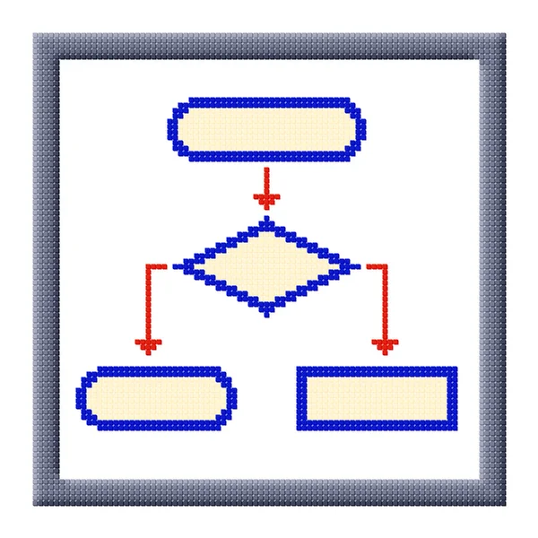 キューブ フレームでフローチャート アイコンのピクセル イメージ — ストック写真