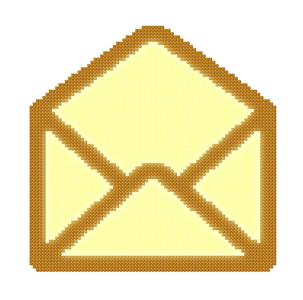 Cubes pixel image of opened yellow mail envelope — Stock Photo, Image