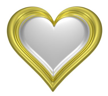 Golden heart pendant with silver middle clipart