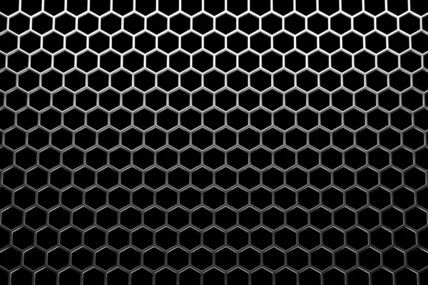 Steel grid with hexagonal holes under top straight light — Stock Photo, Image