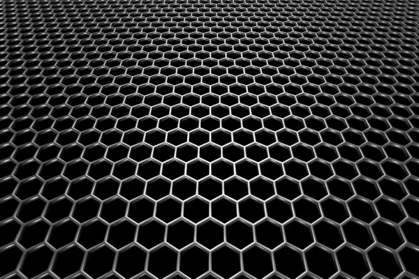 Grade de aço com furos hexagonais na vista em perspectiva — Fotografia de Stock
