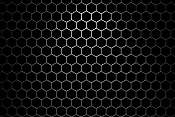 Grade de aço com furos hexagonais sob a luz do ponto — Fotografia de Stock