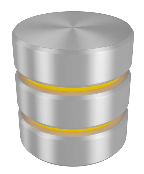 Database icon with yellow elements perspective view — Stock Photo, Image