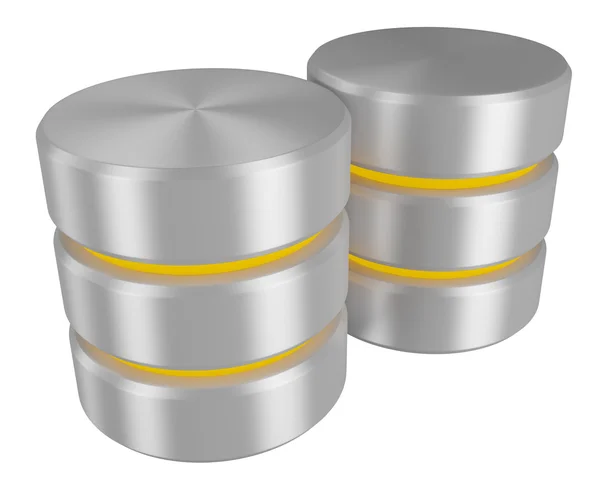 Pair of databases icon with yellow elements perspective view — Stock Photo, Image