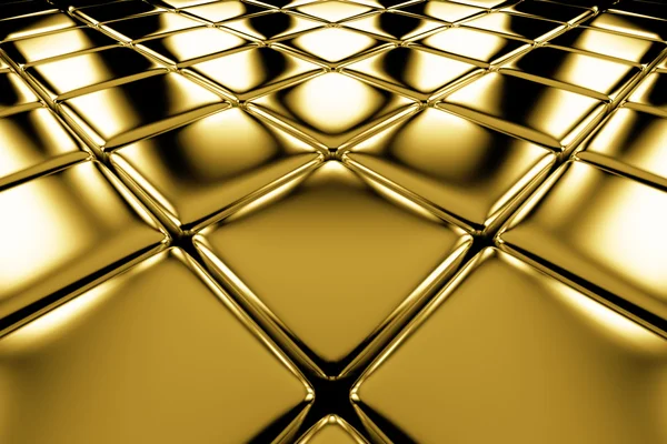 Golden cubes flooring diagonal perspective view — Stock Photo, Image