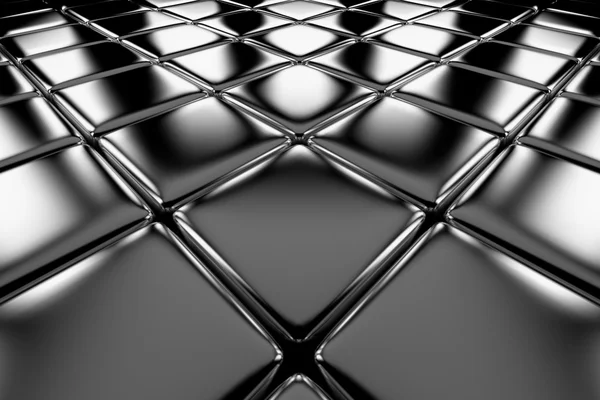 Steel cubes flooring diagonal perspective view — Stock Photo, Image