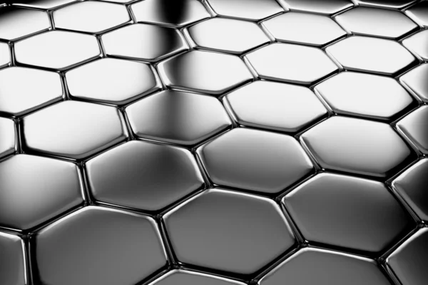 Steel hexagons flooring diagonal view — Stock Photo, Image