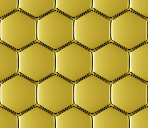 Golden metal surface of hexagons seamless background — Stock Photo, Image