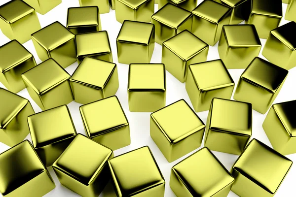 Gouden kubus in de menigte van verspreide kubussen — Stockfoto