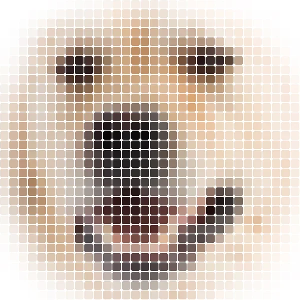 Vierkante pixels afbeelding van een hond met witte vignet afgerond — Stockfoto