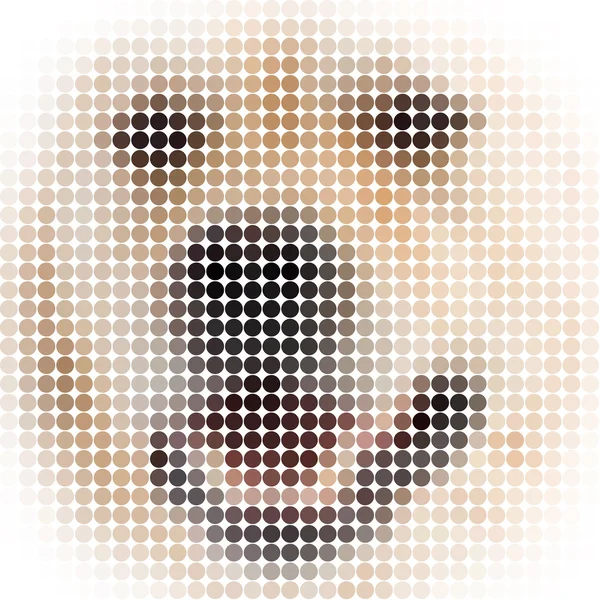 Round pixels image of a dog with white vignette — Stock Photo, Image