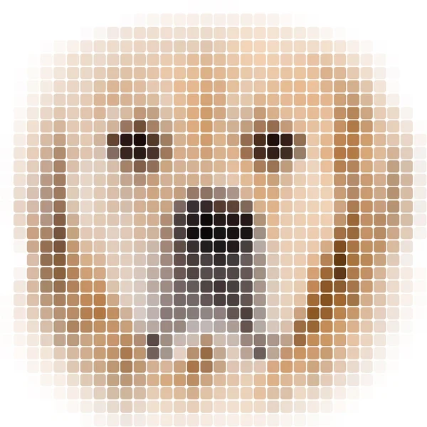 Vierkante pixel afbeelding van een hond met witte vignet afgerond — Stockfoto