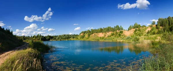 Forest lake panorama landschap — Stockfoto
