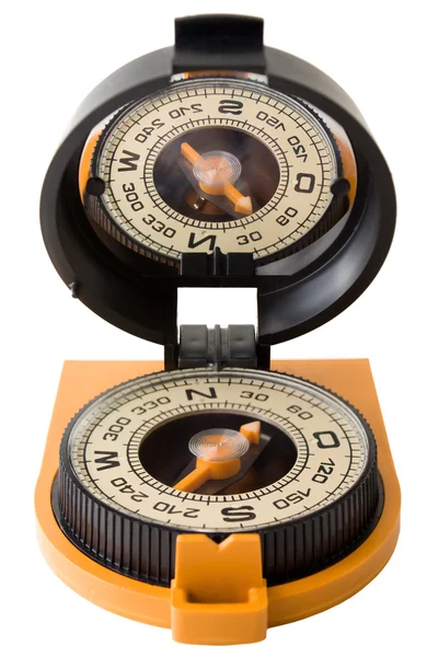 Plastic tourist compass with mirror — Stock Photo, Image