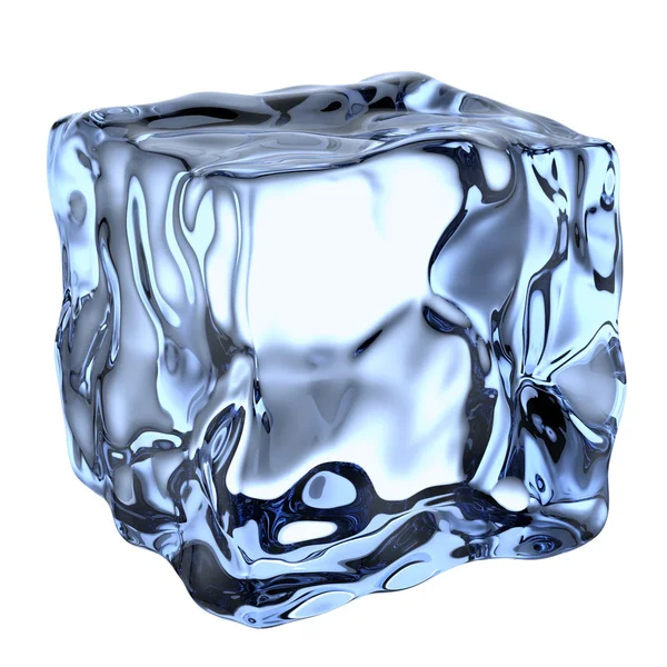 One blue clear ice cube — Fotografia de Stock