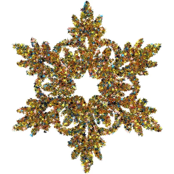 Dekorative Schneeflocke hergestellt aus kleinen Sternen Konfetti — Stockfoto