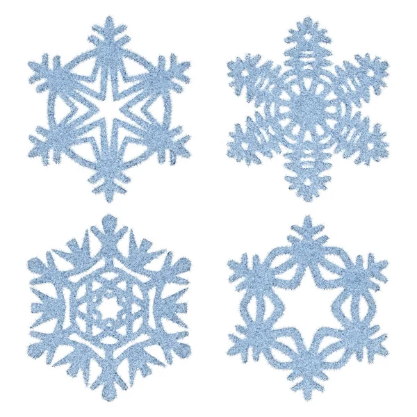 Conjunto azul escarchado copos de nieve decorativa —  Fotos de Stock