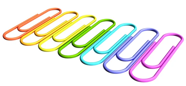 Gekleurde paperclips diagonale perspectief rij — Stockfoto