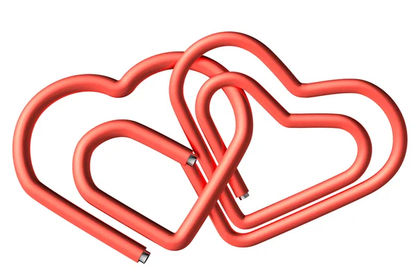 Red paperclips heart couple — Stock Photo, Image