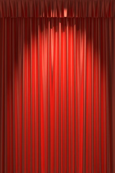 Red silk curtain under spot light — Stock Photo, Image