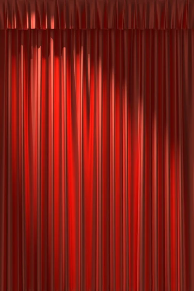 Красный шелковый занавес под Диагональ пятно света — стоковое фото