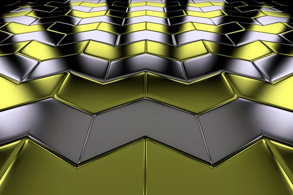 Staal met gouden pijl blokken perspectief weergave van de Bevloering — Stockfoto