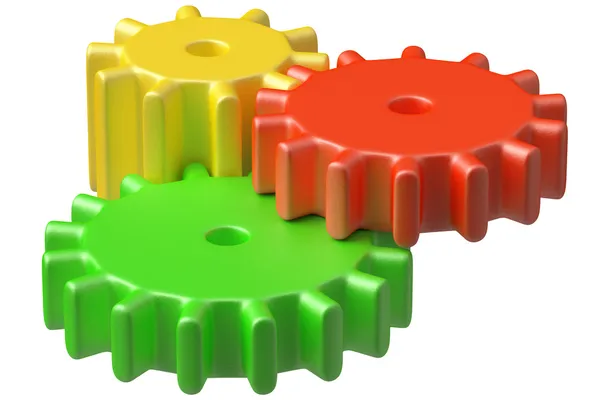 Colorful plastic toys cogwheels construction. — Stock Photo, Image