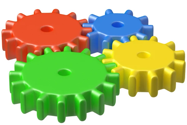 Bright plastic toys cogwheels construction — Stock Photo, Image