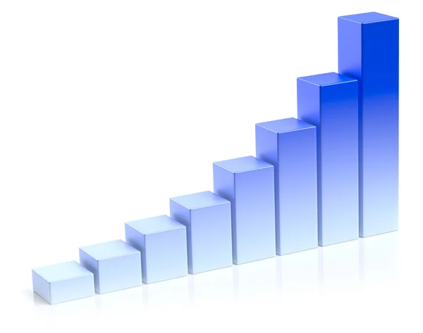 Modrá rostoucí pruhový graf obchodní úspěch koncepce — Stock fotografie