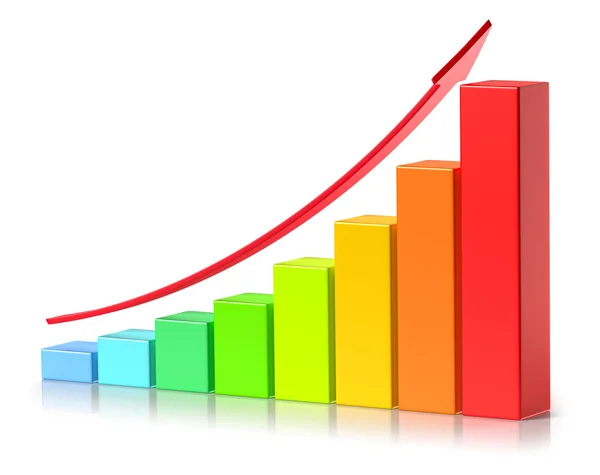 Brilhante colorido crescente gráfico de barras sucesso conceito de negócio — Fotografia de Stock