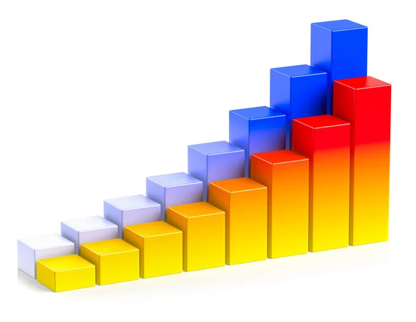 Jasny kolorowy rośnie wykresu słupkowego w dwóch rzędach biznes koncepcja — Zdjęcie stockowe