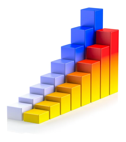 Ljusa färgglada växande stapeldiagram i två rader business framgång c — Stockfoto