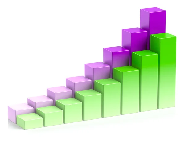 Gráfico de barras colorido crescente no conceito de sucesso do negócio de duas linhas — Fotografia de Stock