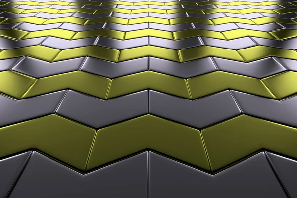 Metal with gold arrows blocks flooring perspective view — Stock Photo, Image