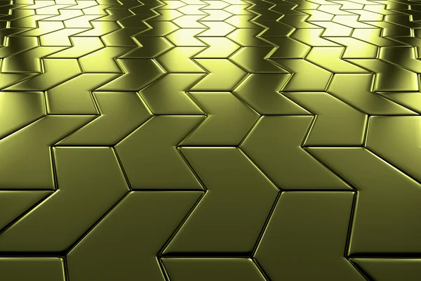Blocchi di freccia d'oro pavimentazione vista prospettica — Foto Stock