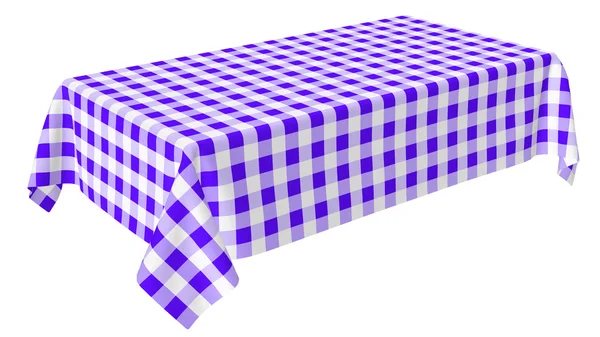 青い市松模様と長方形テーブル クロス — ストック写真