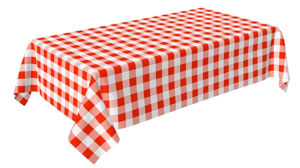 赤の市松模様のパターンを持つ長方形テーブル クロス — ストック写真
