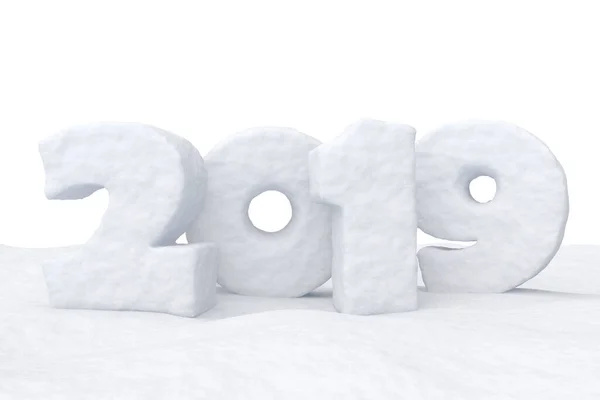 2019 Happy New Year Sign Text Written Numbers Made Snow — стоковое фото