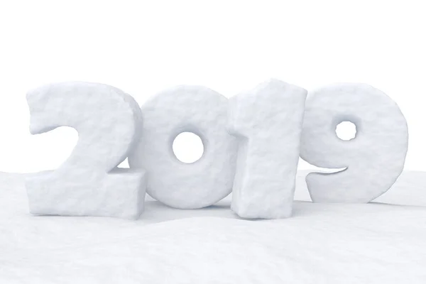 2019 Happy New Year Sign Text Written Numbers Made Snow — стоковое фото